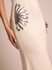 Glamine 亮片拼布露背修身无袖毛衣连衣裙 - 白色 - 查看 7