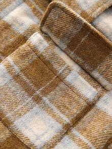 ROMWE MEN Street Life Men's Woolen Street American English Graphic Prep Plaid Printed Jacket, Autumn/Winter