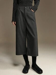 Ontre 2026 Spring/Summer New Versatile Vintage Elegant Business Casual Women's Apparel, All-Match Nashville Clothing, Easter & Christmas Outfits, Ladies' Spring/Summer Wool Blend Urban Commuter Business Casual Pants, Wedding Guest Attire - Grey - View 4