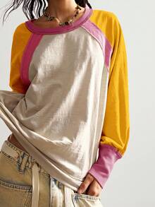 Bohemela 波西米亚风休闲针织拼色圆领宽松女式上衣 - 彩色 - 查看 3