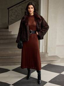 ZEYLAH Women Sweater Dresses  Fall /Winter Clothes - Burgundy - View 6