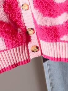 Sparklyn Áo khoác cardigan tay dài cổ chữ V in chữ cho bé gái tuổi mới lớn - Màu Hồng Tươi - Xem 6