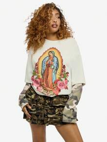 SUMWON WOMEN تنورة قصيرة متعددة الطبقات مطرزة بطبعة الكاموفلاج ذات خصر عالي، طبقات متدرجة، مناسبة للحفلات والمهرجانات والصيف والشاطئ والاستخدام اليومي، موضة جذابة - أخضر عسكري - مشاهدة 6