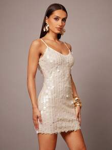 Silquee Minigonna e canottiera aderente con paillettes, adatta per feste in autunno