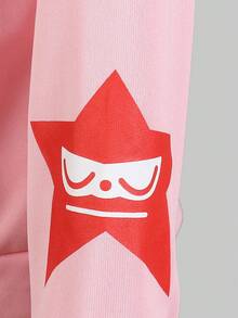 SHEIN Explorewe Oversized Teens Girls' Street Style American College Letter Print Loose Fit Zip-Up Hoodie Jacket, Featuring Distinctive English Letter Graphic Design, Relaxed Fit Allows Easy Movement, Versatile For Daily School, Hangout, Vacation, Sports, Party Wear In Autumn/Winter - Pink - View 5