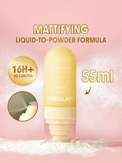 SHEGLAM Matte Fresh Setting Spray Ultra Matte Liquid-To-Powder Long Lasting Makeup Locking Spray Oil-Control Non-Greasy Makeup Setting Setting Spray Brand Beauty Makeup Face Paint Cosmetic For Women Girls Perfect For Winter Ideal For Y2K Fancy Fashion Suitable For Birthday Gift Party Ready Best Color