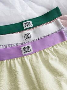 Lowkey Lull 3pcs Women's Colorblock Lounge Shorts Sleep Shorts Set - Multicolor - View 3