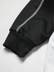 PAVTROS Manfinity Streetrush 男士撞色拼布字母印花套头衫，男士图形印花运动衫，男士长袖上衣，嘻哈复古上衣，秋季 - 彩色 - 查看 3