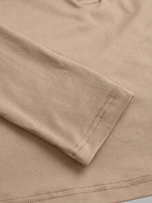 SHEIN EZwear 3件組大尺碼女款三色針織T恤 巧克力棕 米色 卡其色 秋冬度假 辦公室 俱樂部休閒 柔軟修身 - 彩色 - 查看 6