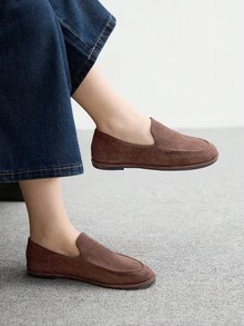 CUCCOO BIZCHIC 全新法式英伦风格低跟乐福鞋平底休闲女鞋 - 棕色 - 查看 3