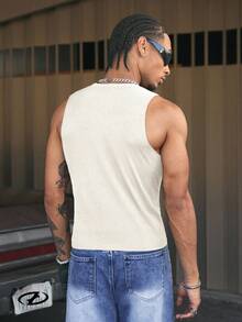 AXEPEAK American Fit 男士黑色紧身无袖运动背心，夏季 - 白色 - 查看 2