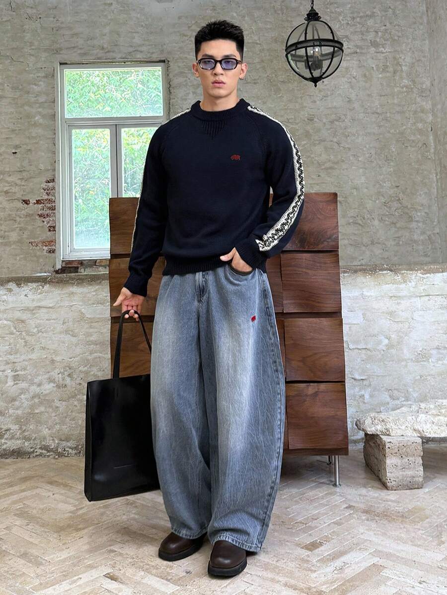 Manfinity VCAY Manfinity Marke - Herren Lässig Farbblock Pullover, Herbst/Winter