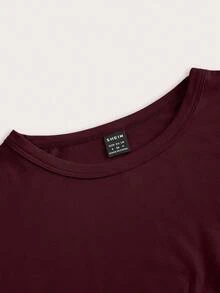 SHEIN EZwear 4件套黑色、酒红色、灰色、白色休闲圆领短袖修身女士T恤，适合夏季 - 彩色 - 查看 5
