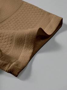 Manfinity Homme 男士纯色纯色休闲短袖衬衫男友礼物男士棕色衬衫铁锈色男士衬衫男士短袖正装衬衫男士纹理衬衫男士时尚衬衫 - 咖啡棕 - 查看 7