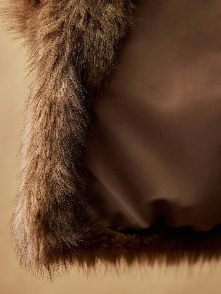 CHRISTMAS PLUS SIZE LAPEL COLLAR FAUX FUR COAT, AUTUMN/WINTER