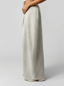 MISSGUIDED Quần ống rộng Palazzo xếp ly cotton cỡ lớn, cạp cao, co giãn thoải mái, phù hợp mặc thường ngày - Xám - Xem 5