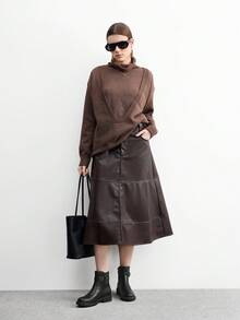 CUCCOO BIZCHIC 女式基本款黑色厚底中筒靴 - 黑色 - 查看 10