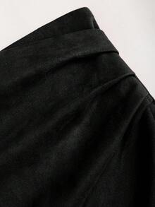 Sweetra Váy ôm body xếp ly màu Maillard phong cách Ý cổ điển, gợi cảm và quyến rũ cho mùa thu/đông - màu đen - Xem 4