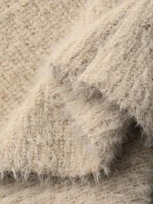 FRIFUL 女式杏色纯色内袋无袖夹克，长袖撞色抽绳蝴蝶结针织毛衣两件套，秋季 - 卡其色 - 查看 8