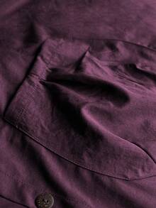 SHEIN LUNE Chaqueta casual larga con capucha y bolsillos grandes de unicolor de manga larga para mujer de talla grande - Morado - Ver 3