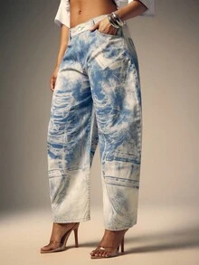 Denimoi Women's Casual Versatile Button Pocket Barrel Leg Jeans