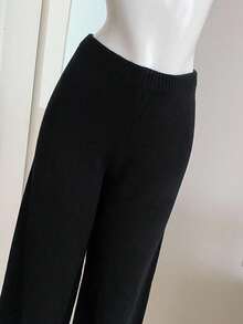 Teen Girl Striped Long Sleeve Loose Casual Hoodie Sweater And Knit Pants Set, Autumn Fall Winter - Black and White - View 4