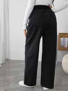 SHEIN Comfortable Stretchy Casual Versatile Daily Maternity Jeans - Dark Grey - View 2