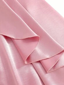 Tween Girls' Elegant Luxurious Pink Spaghetti Strap Off Shoulder Midi Dress, Suitable For Evening Party, Banquet, Holiday, Wedding, Flower Girl, Graduation, Christmas, Halloween, And Other Occasions - Pink - View 6