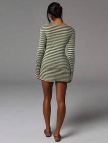 Athîral Váy ôm sát cơ thể sọc ngắn thường ngày dành cho nữ - Nhiều màu - Xem 2