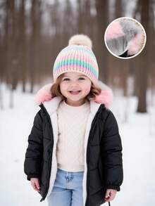 SHEIN Babygirl Cute Versatile Casual Warm Fleece Hooded Padded Coat, Autumn/Winter Fall