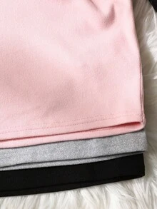 SHEIN 3 Conjuntos de 6 piezas Ropa interior de base para niñas preadolescentes de otoño/invierno, con forro térmico, elástica y suave camiseta acanalada y leggings - Multicolor - Ver 7