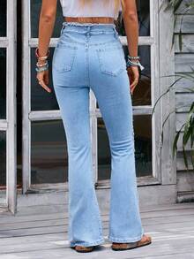EMERY ROSE Jeans ribete sin dobladillo de pierna bootcut - Lavado ligero - Ver 2