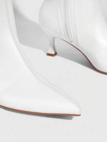 CUCCOO SZL 女士秋冬新款白色时尚超高过膝靴，百搭尖头小猫跟优雅简约弹力过膝靴 - 白色 - 查看 10