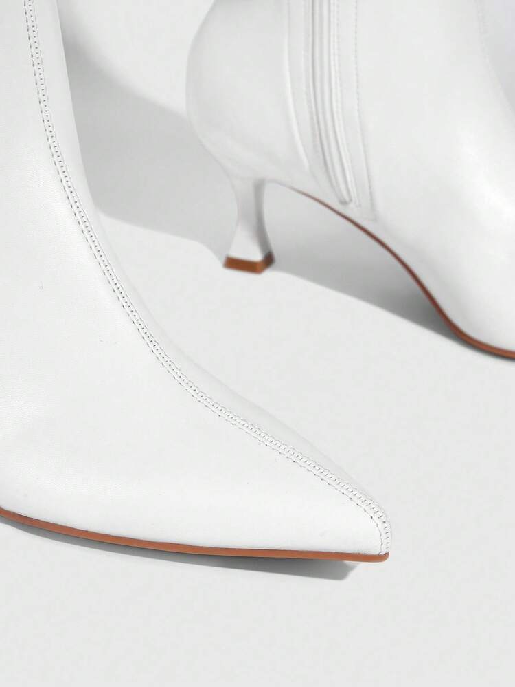 CUCCOO SZL Women's Autumn/Winter New White Fashion Super High Over-The-Knee Boots, Versatile Pointed Toe Kitten Heel Elegant Minimalist Elastic Thigh High Boots For Christmas Spring Shoes