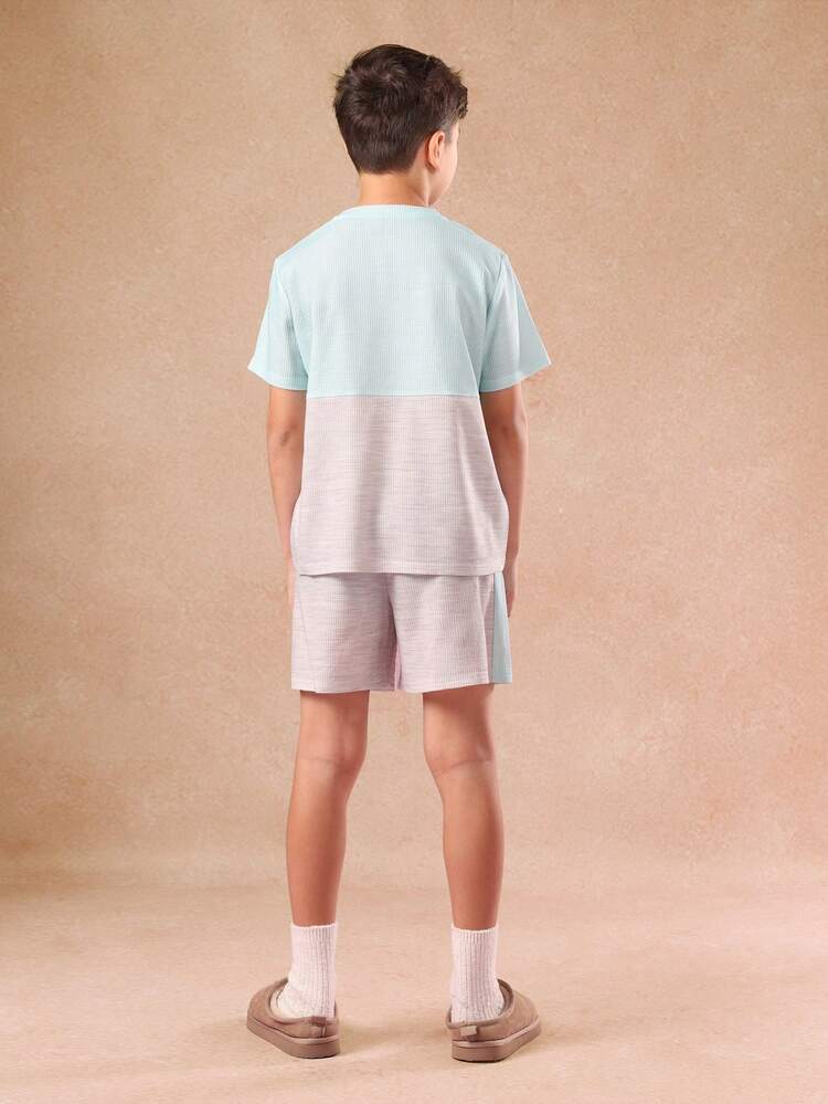 Ribbed Short Sleeve Tee With Matching Shorts