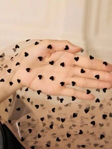 Teenage Long Sleeve Ruffle Collar Polka Dot Patchwork Blouse + High Waist Flare Pants Set Fall Winter - Black - View 6