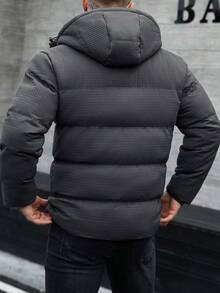 Manfinity CasualCool Giacca a vento con cappuccio, manica lunga, chiusura lampo, casual e calda per uomo, giacca invernale da uomo per l'autunno - Grigio Scuro - Visualizzare 2