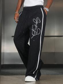 Manfinity EMRG Men Street Cool Elastic Waist Pants, Fall - Black - View 1