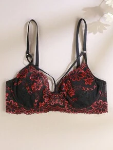 SHEIN 1pc Lace Underwire Bra For Women - Multicolor - View 6