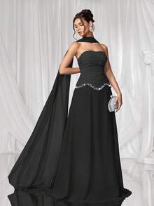 Coutiva Vestido de noite luxuoso, vestido formal de alta qualidade, estilo feminino elegante e sofisticado