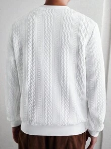 Manfinity CasualCool Men's Casual Loose Fit Crew Neck Long Sleeve Pullover Sweatshirt, Versatile For Autumn Men Jumpers Men Pullover