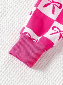 Sparklyn 2pcs/Set Girls' Casual Purple Bow Decor Cute Style Set Fall Winter - Hot Pink - View 3