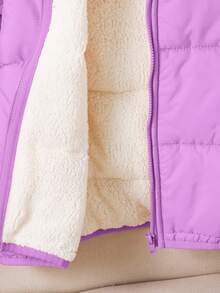 Emery Rose Kids Emery Rose Kids Abrigo acolchado con capucha y cremallera casual liso para niña joven - Morado - Ver 5