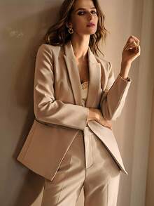 MOTF Classy SINGLE BUTTON STRUCTURED BLAZER - Khaki - View 6