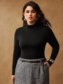 MOTF PREMIUM PLUS SOLID HIGH NECK SLIM FIT T-SHIRT - Black - View 7