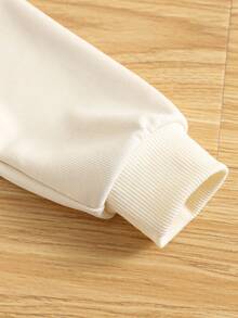 SHEIN 女婴四季合身休闲运动马球领长袖运动衫和格子百褶裙套装 - 玫紅色 - 查看 5