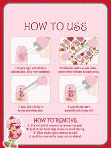 Strawberry Shortcake X SHEIN Cute Cartoon Strawberry Pattern Nail Art Decor Stickers Set,Gift Ideas, Summer / Spring , Vacation - Multicolor - View 7