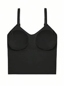 SHEIN 素色吊帶短上衣 - 黑色 - 查看 4