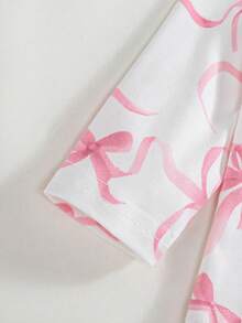 Set de 2 piezas de pijama con pantalón con pies de manga larga con estampado de mariposa para recién nacidos - Multicolor - Ver 6