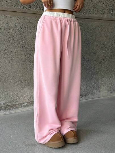 SHEIN Tween 女童纯色直筒休闲针织裤